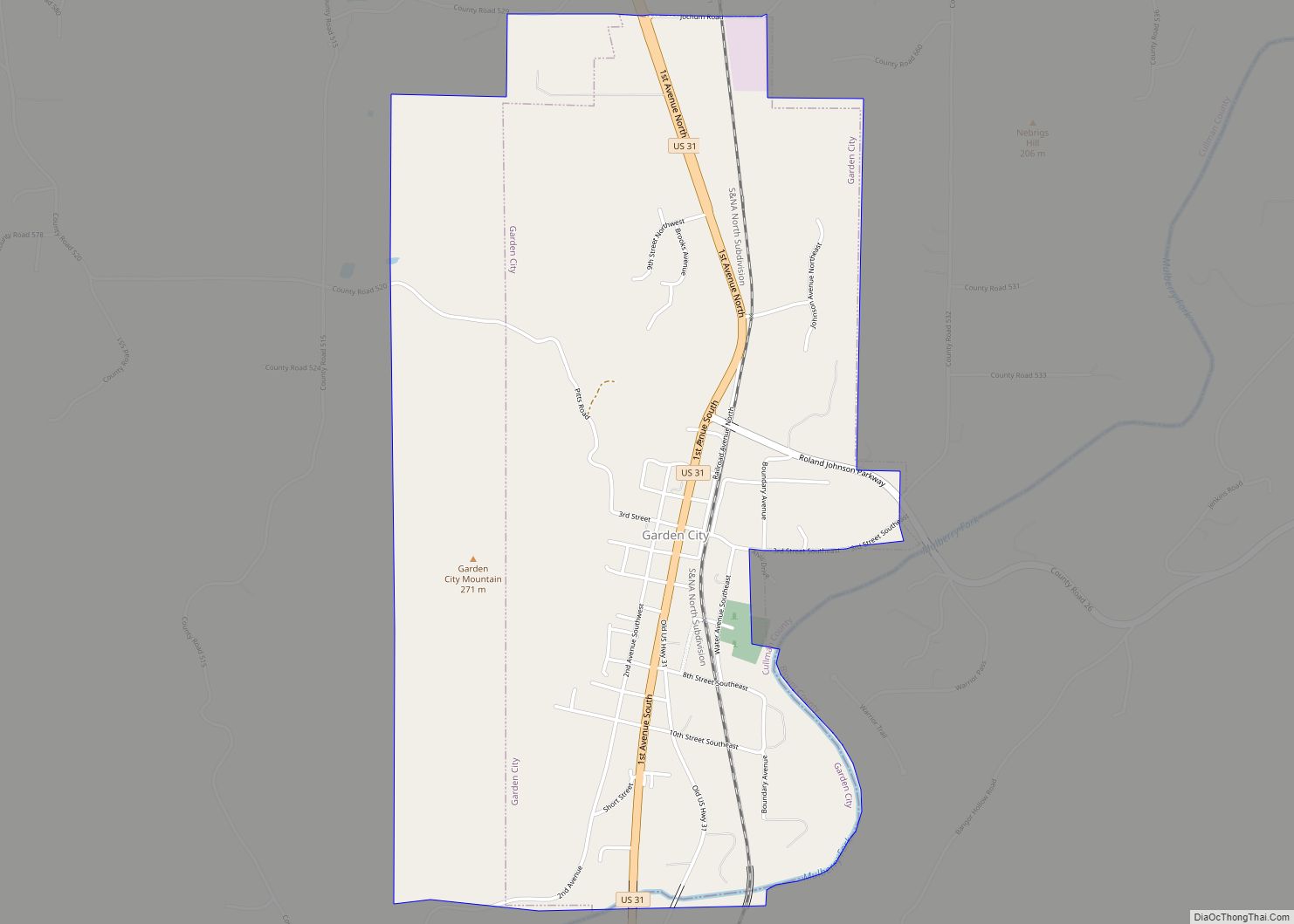 Map of Garden City town