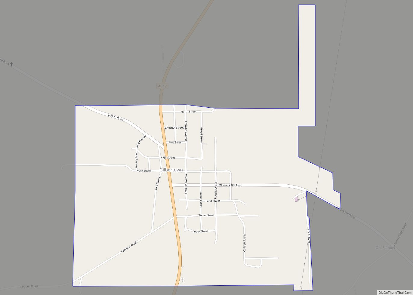 Map of Gilbertown town