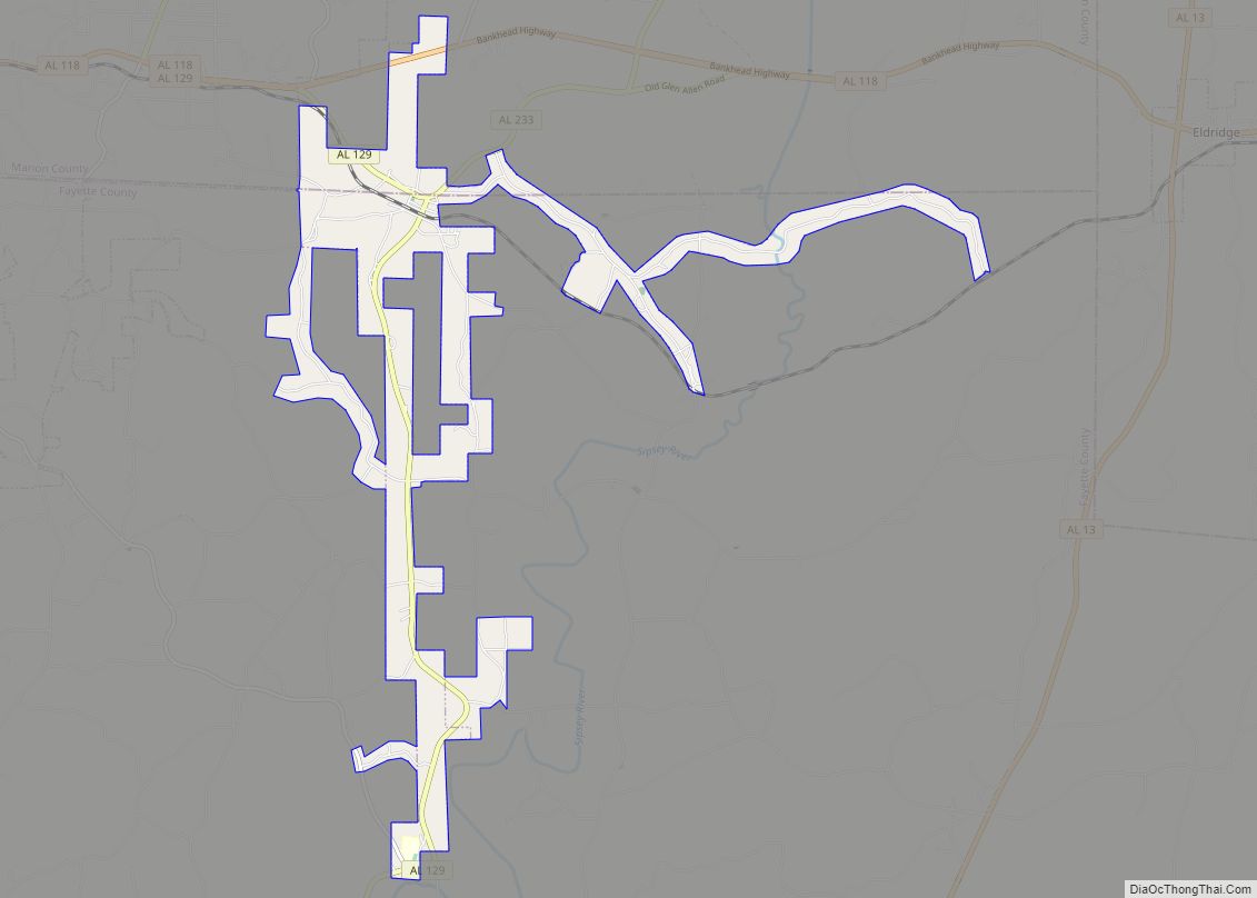 Map of Glen Allen town, Alabama