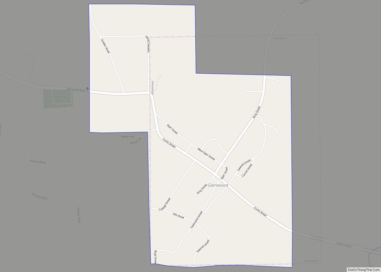 Map of Glenwood town, Alabama