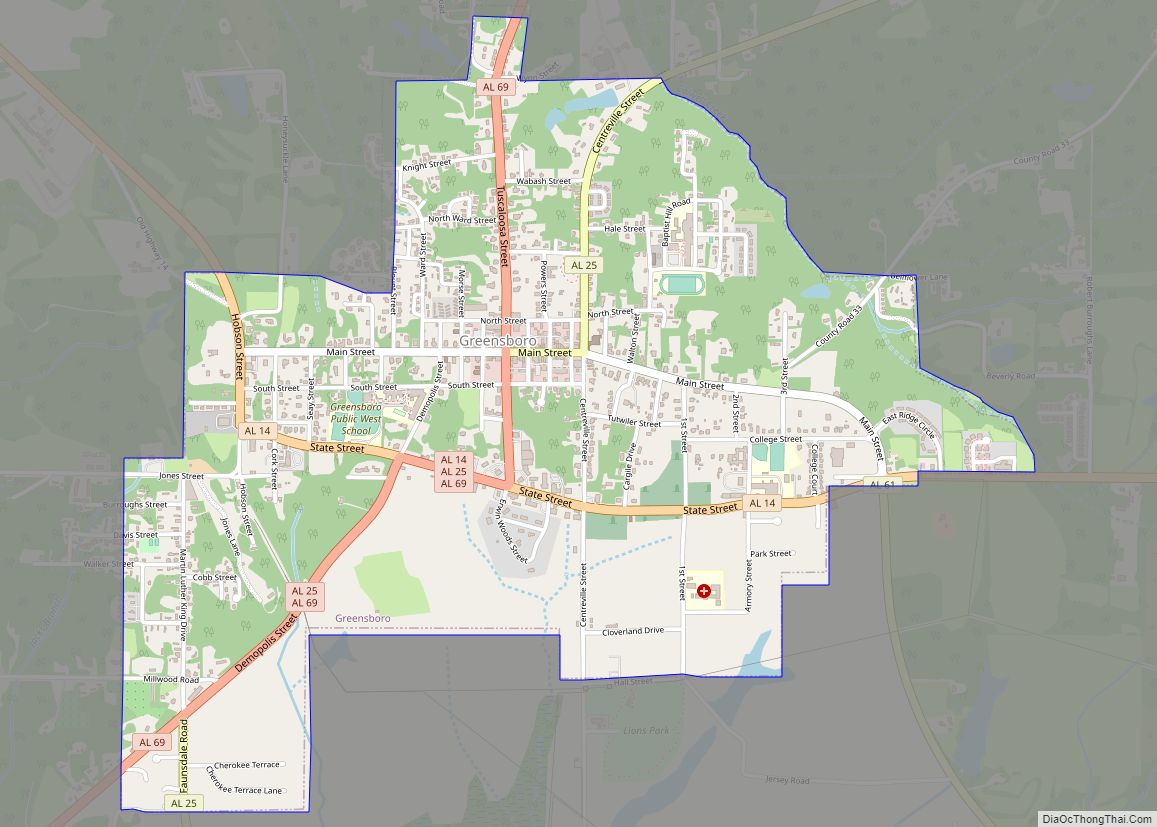 Map of Greensboro city
