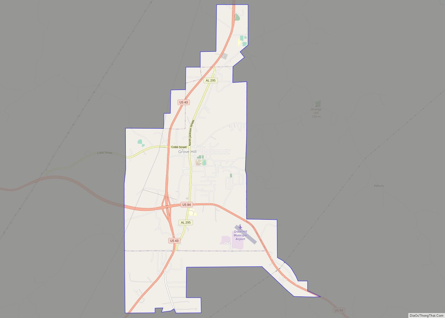 Map of Grove Hill town