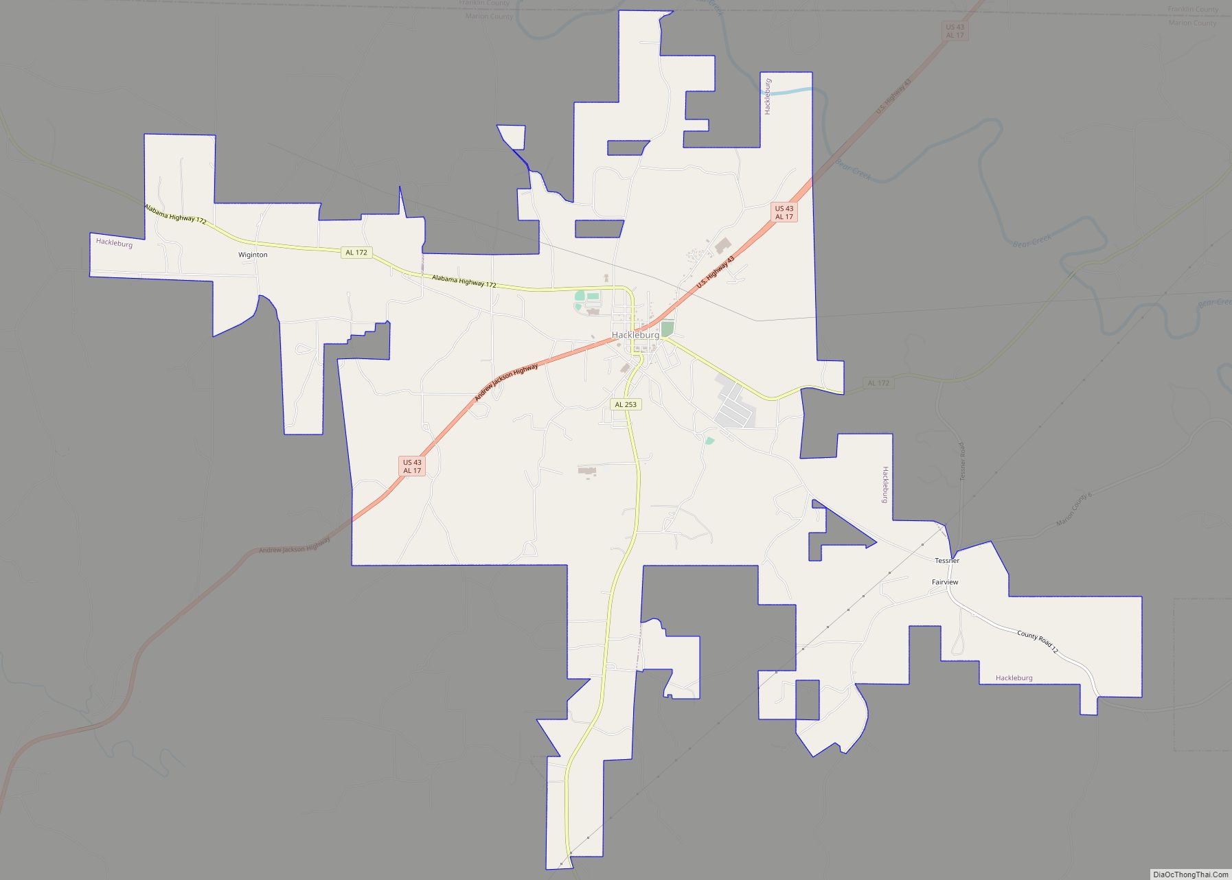 Map of Hackleburg town