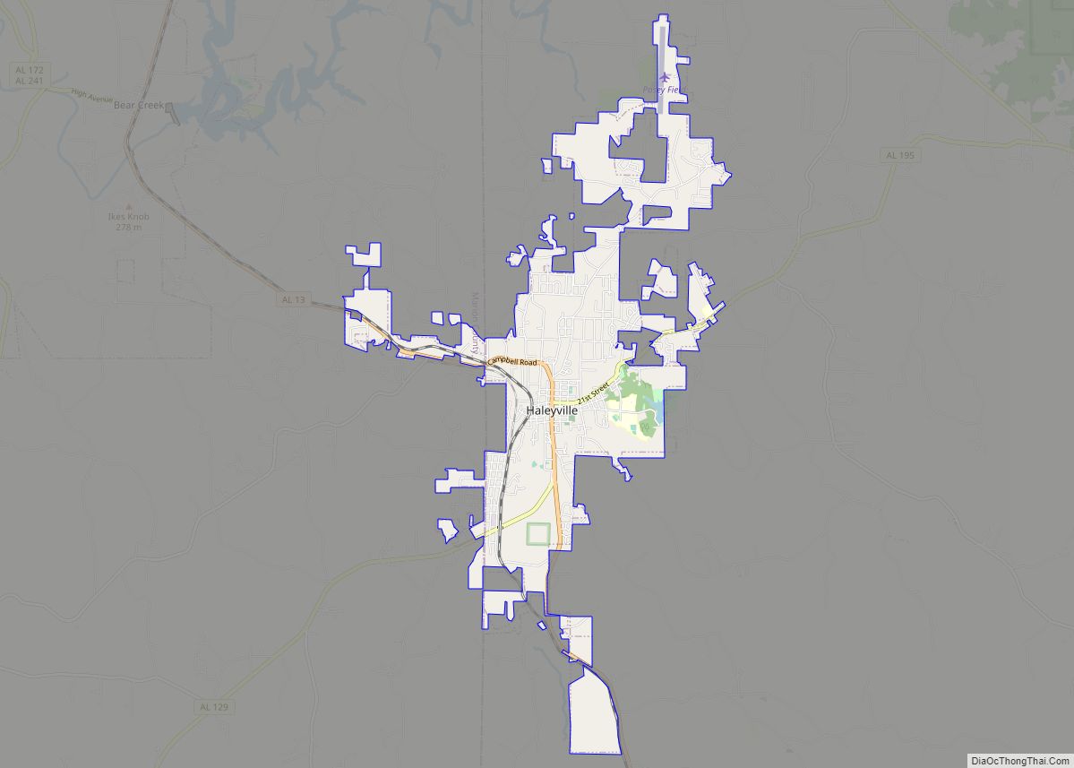 Map of Haleyville city