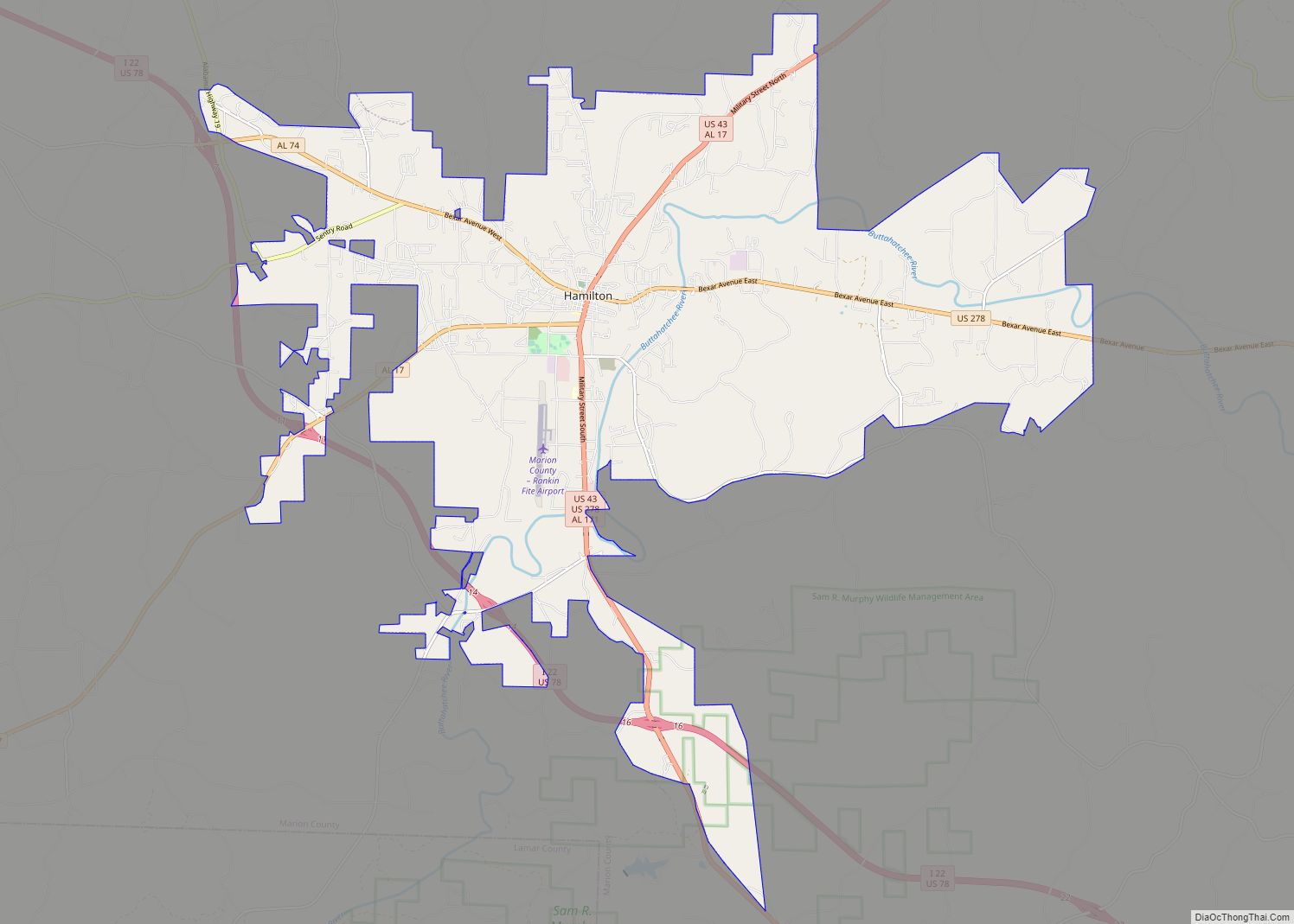 Map of Hamilton city