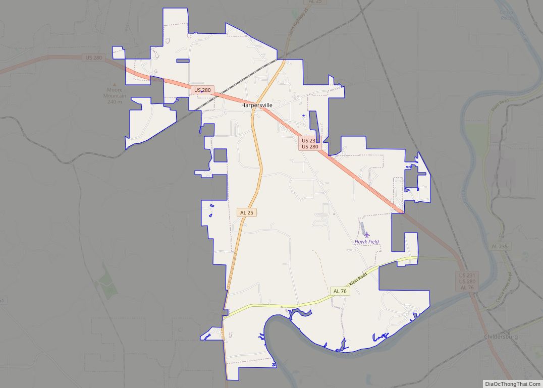 Map of Harpersville town