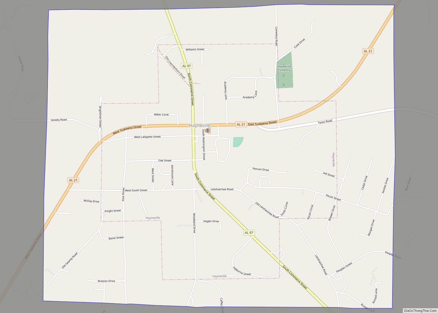 Map of Hayneville town