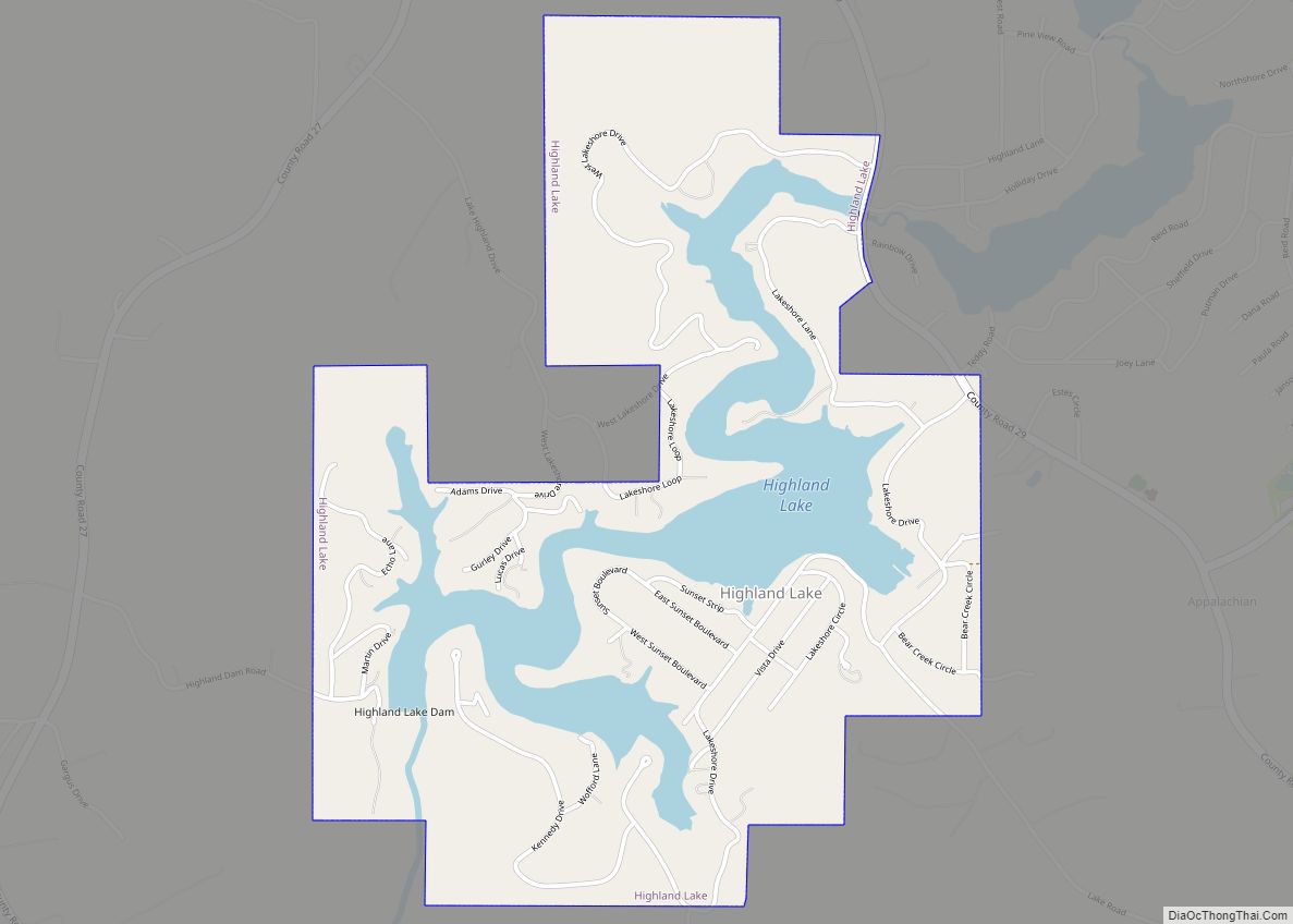 Map of Highland Lake town