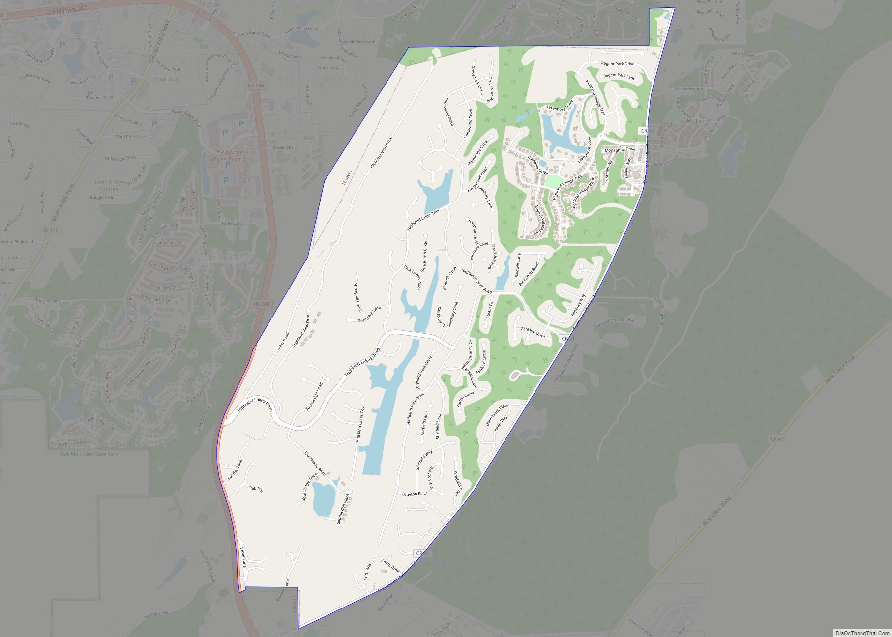 Map of Highland Lakes CDP