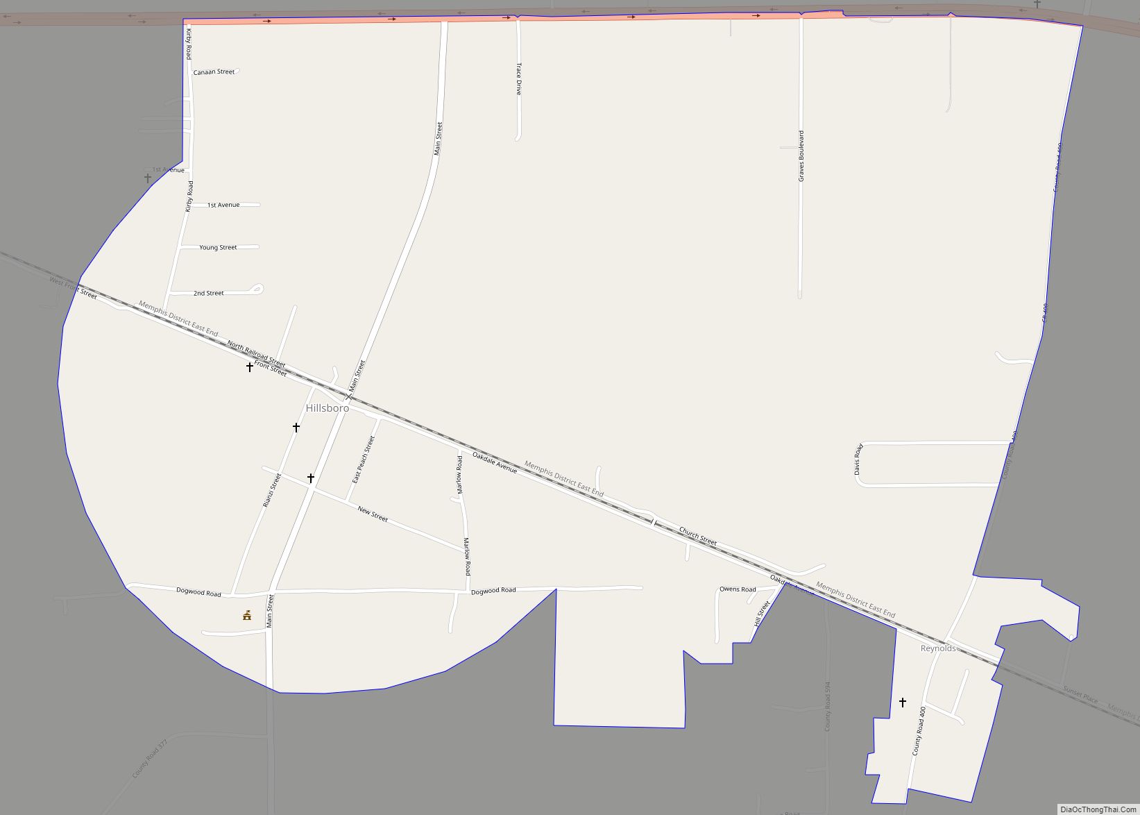 Map of Hillsboro city