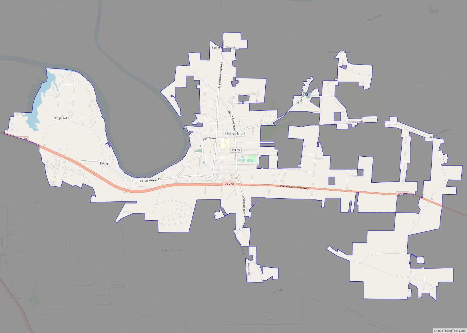 Map of Hokes Bluff city