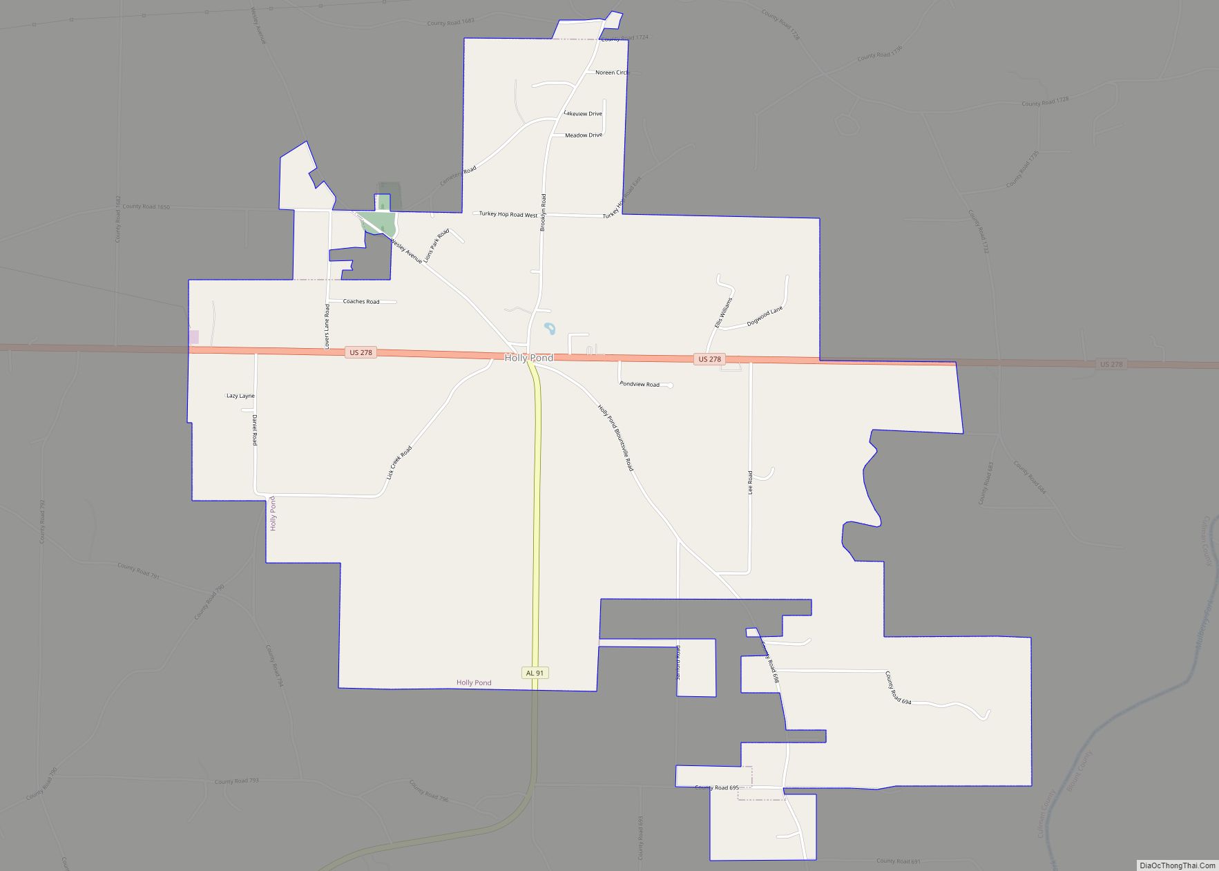 Map of Holly Pond town