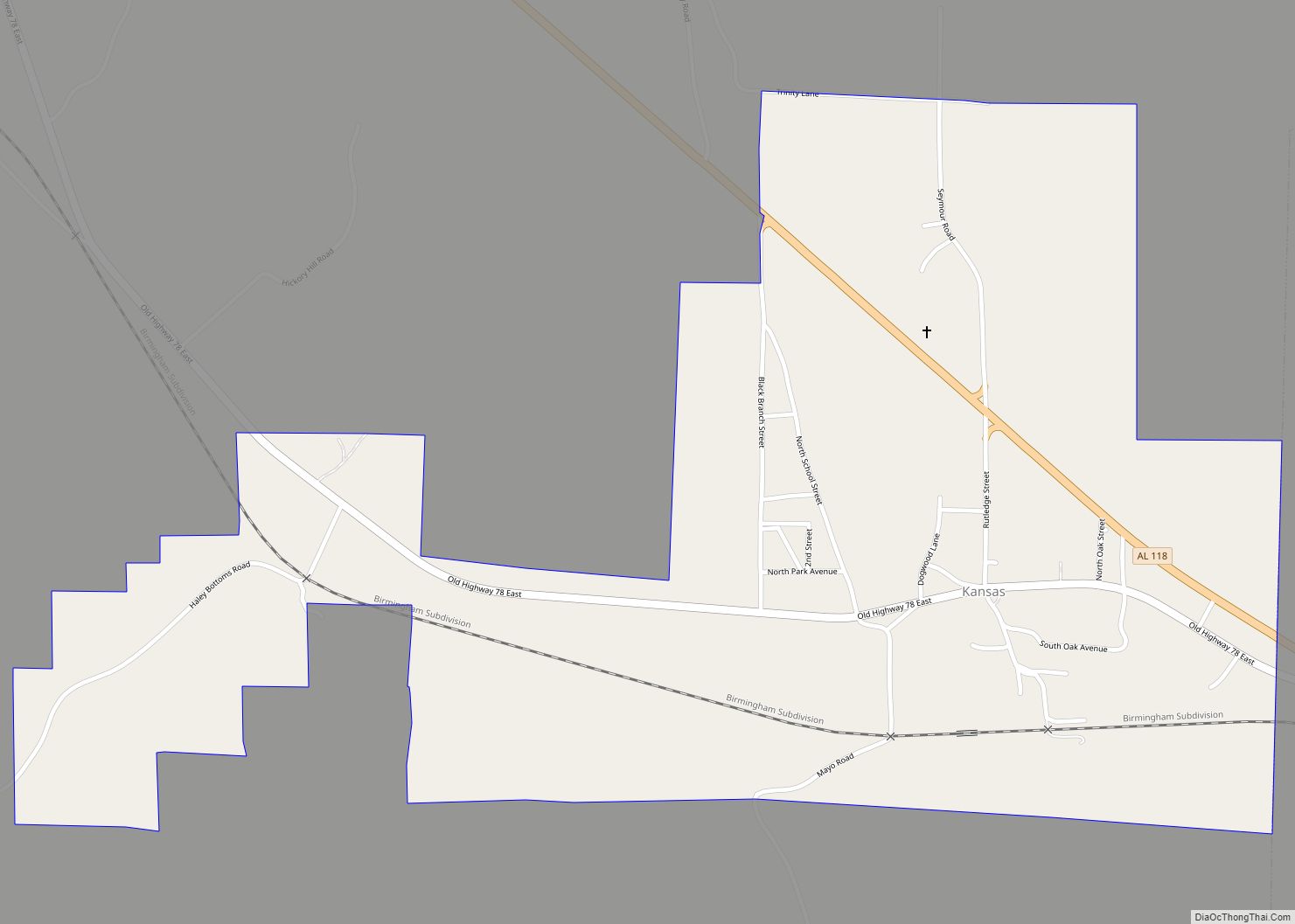 Map of Kansas town