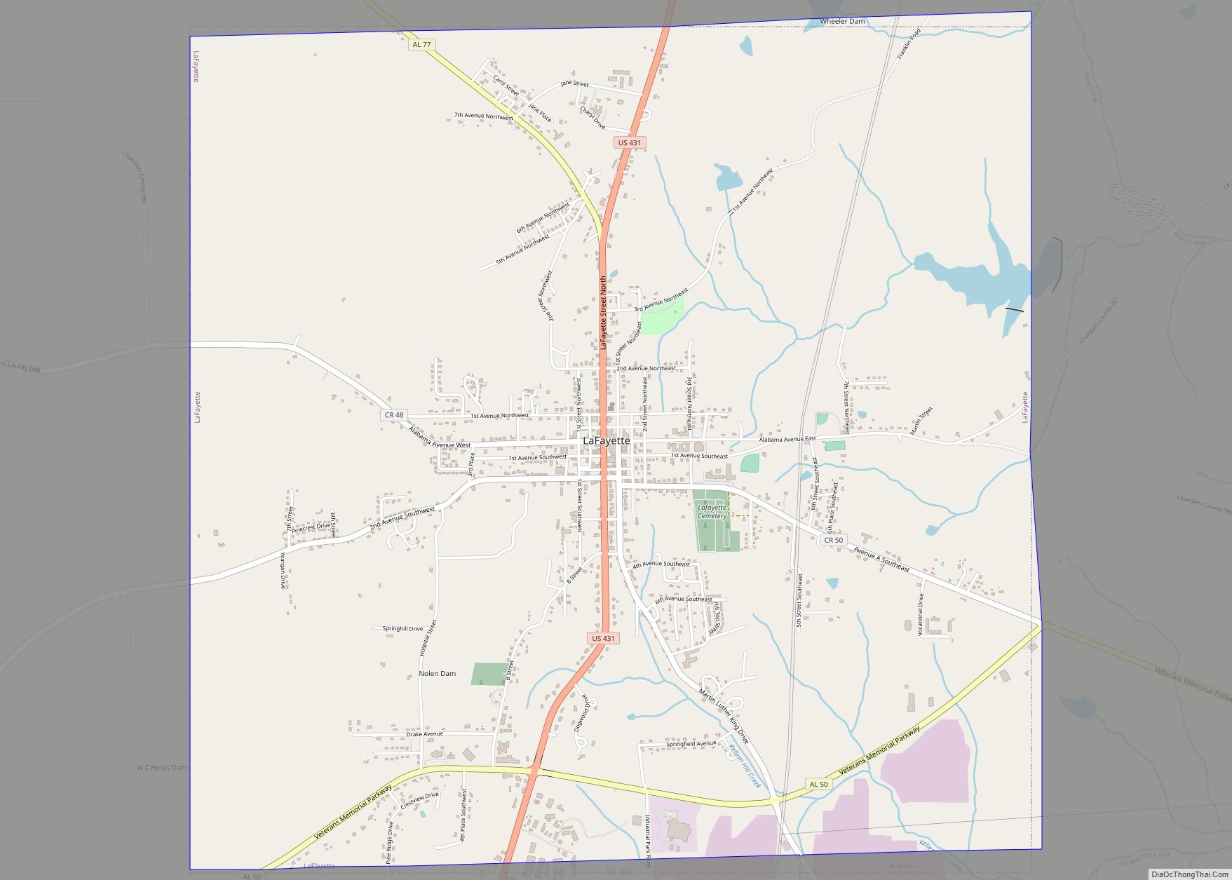 Map of La Fayette city
