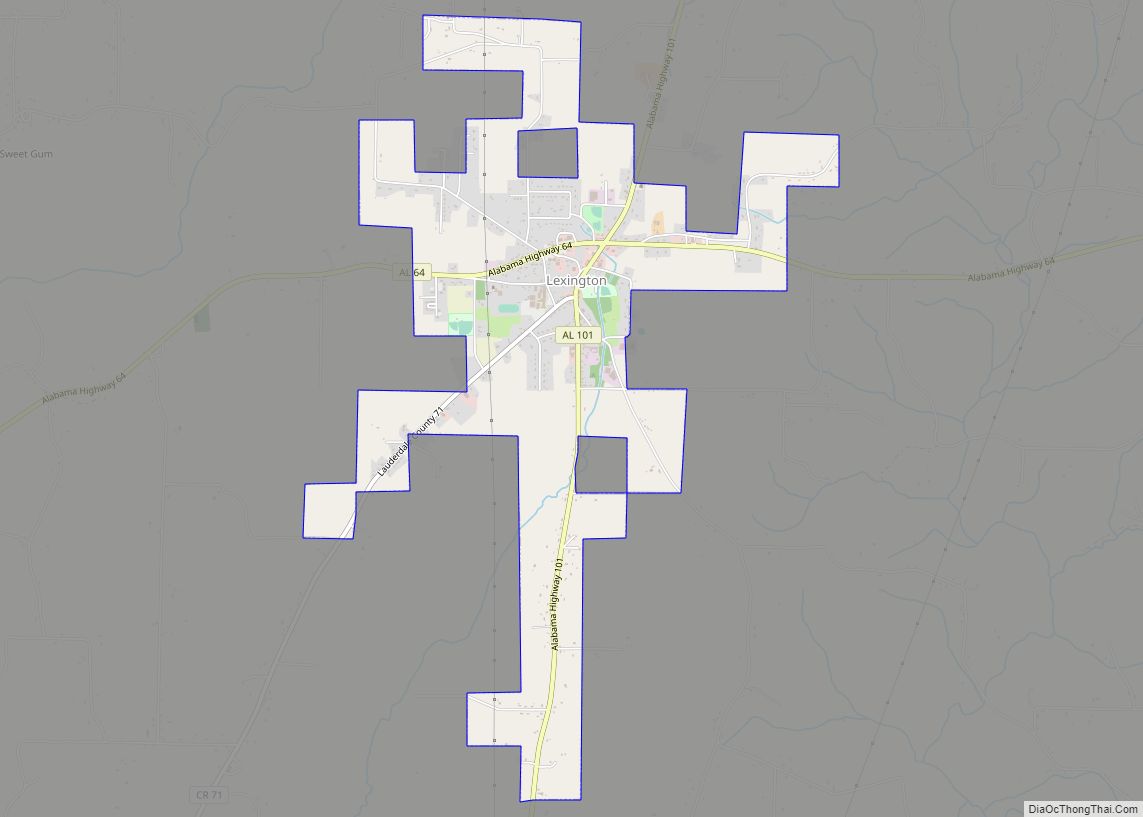 Map of Lexington town