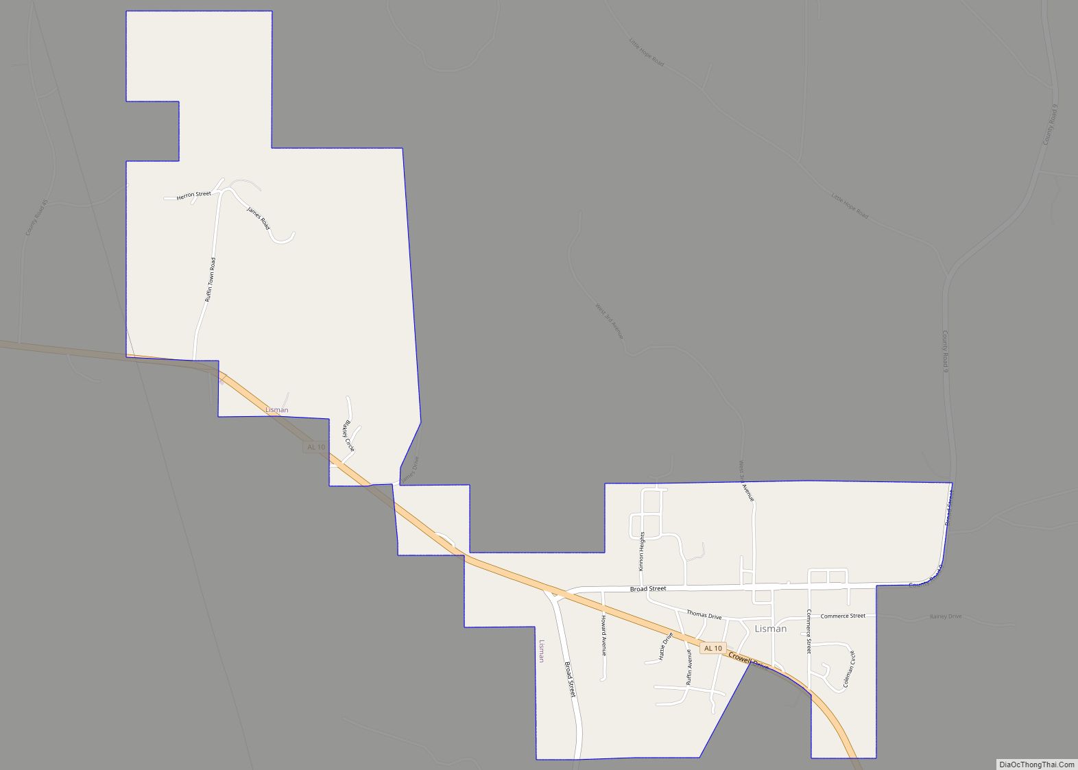 Map of Lisman town