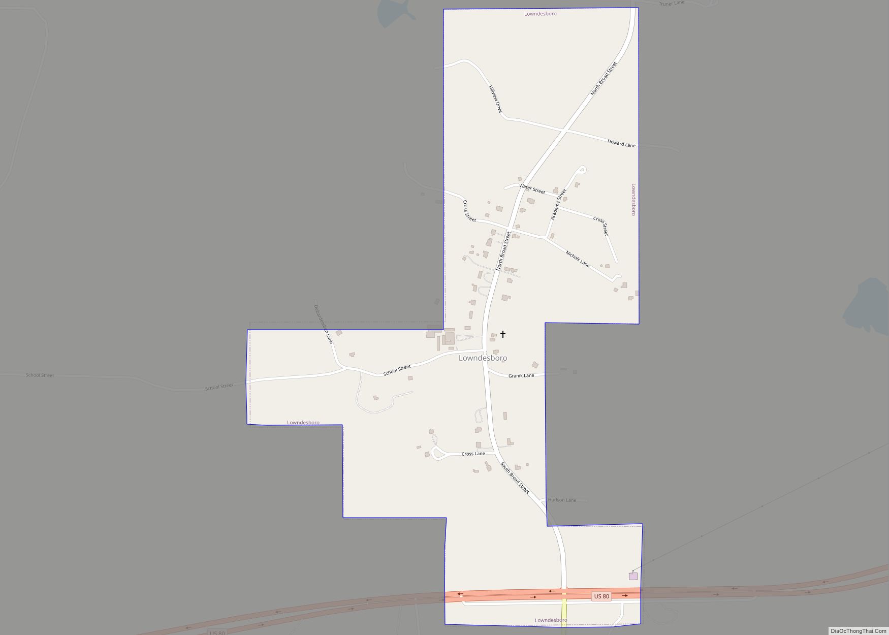 Map of Lowndesboro town
