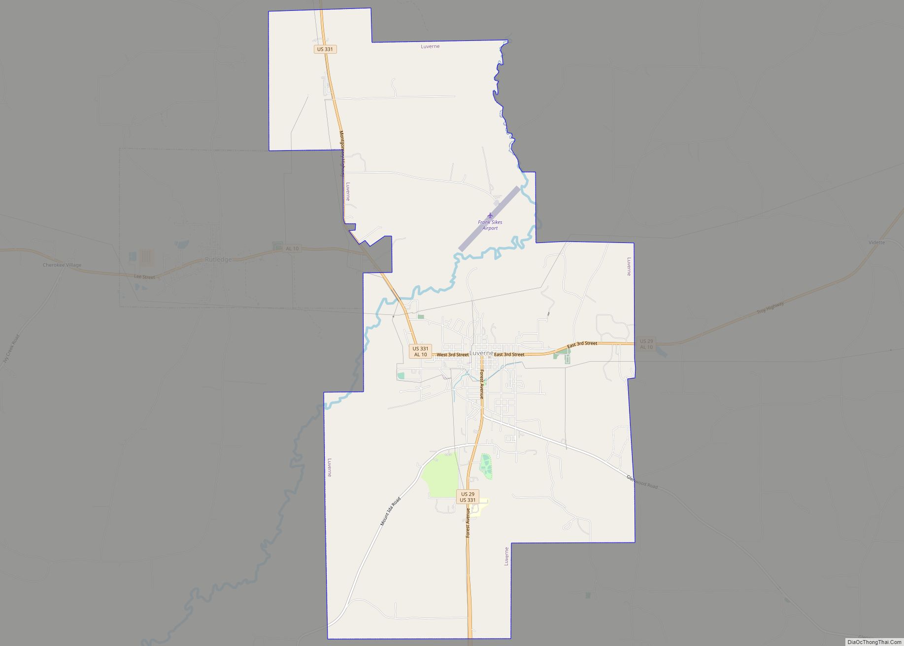 Map of Luverne city