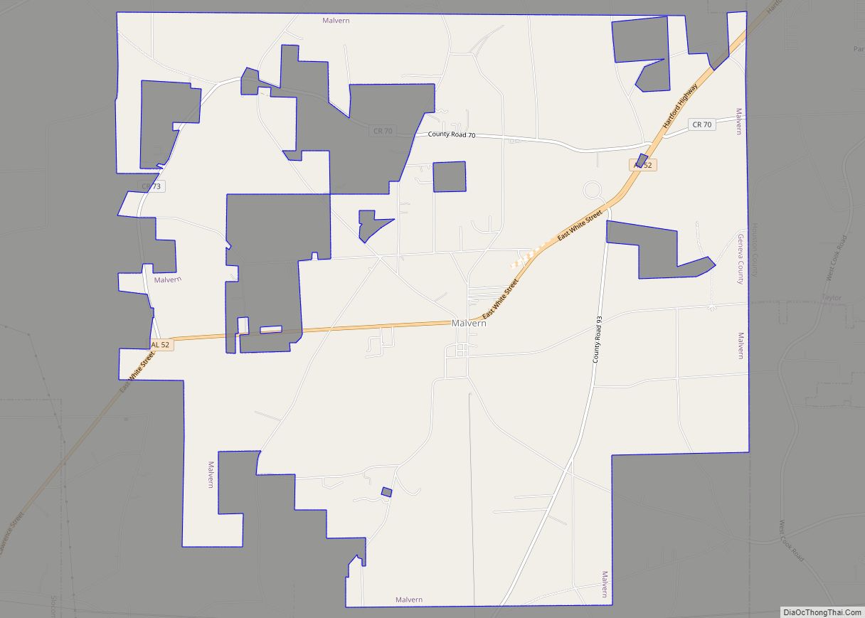 Map of Malvern town