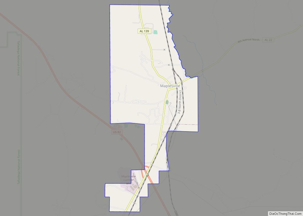 Map of Maplesville town