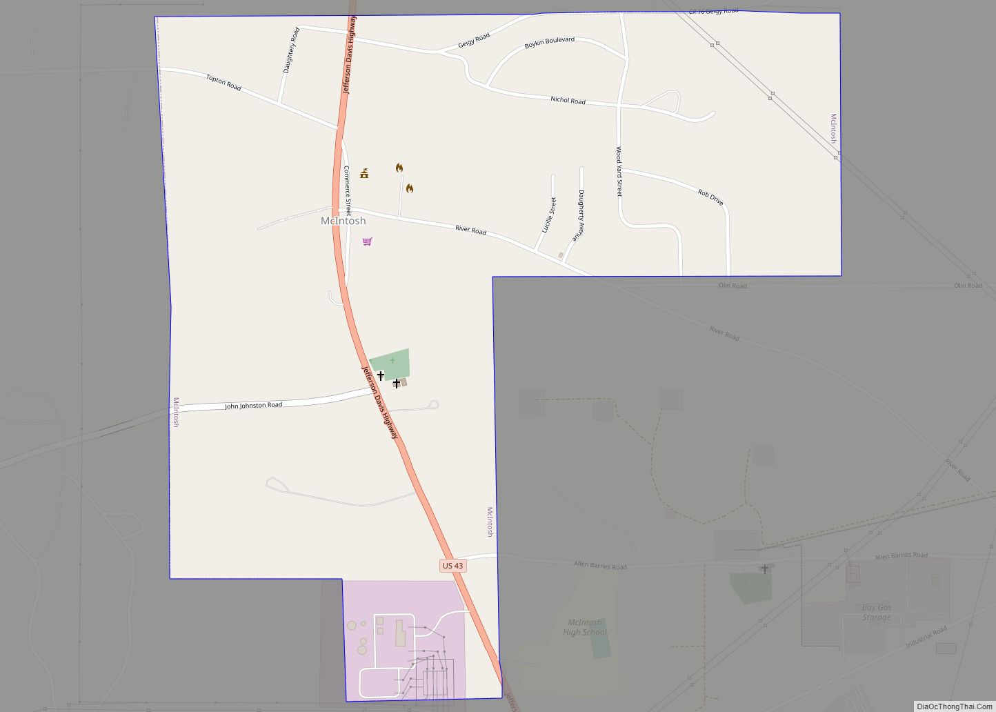 Map of McIntosh town