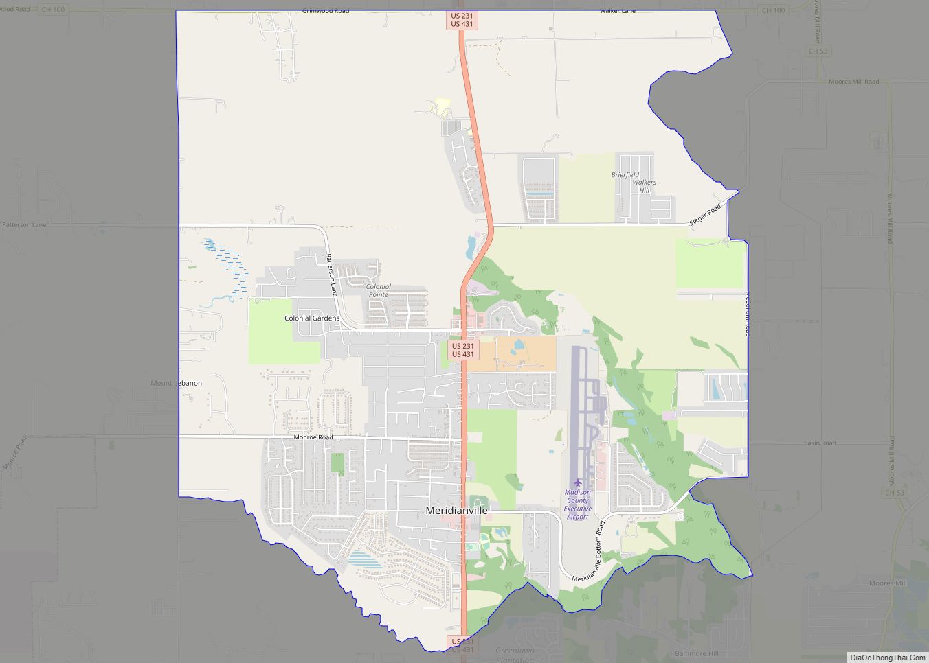 Map of Meridianville CDP