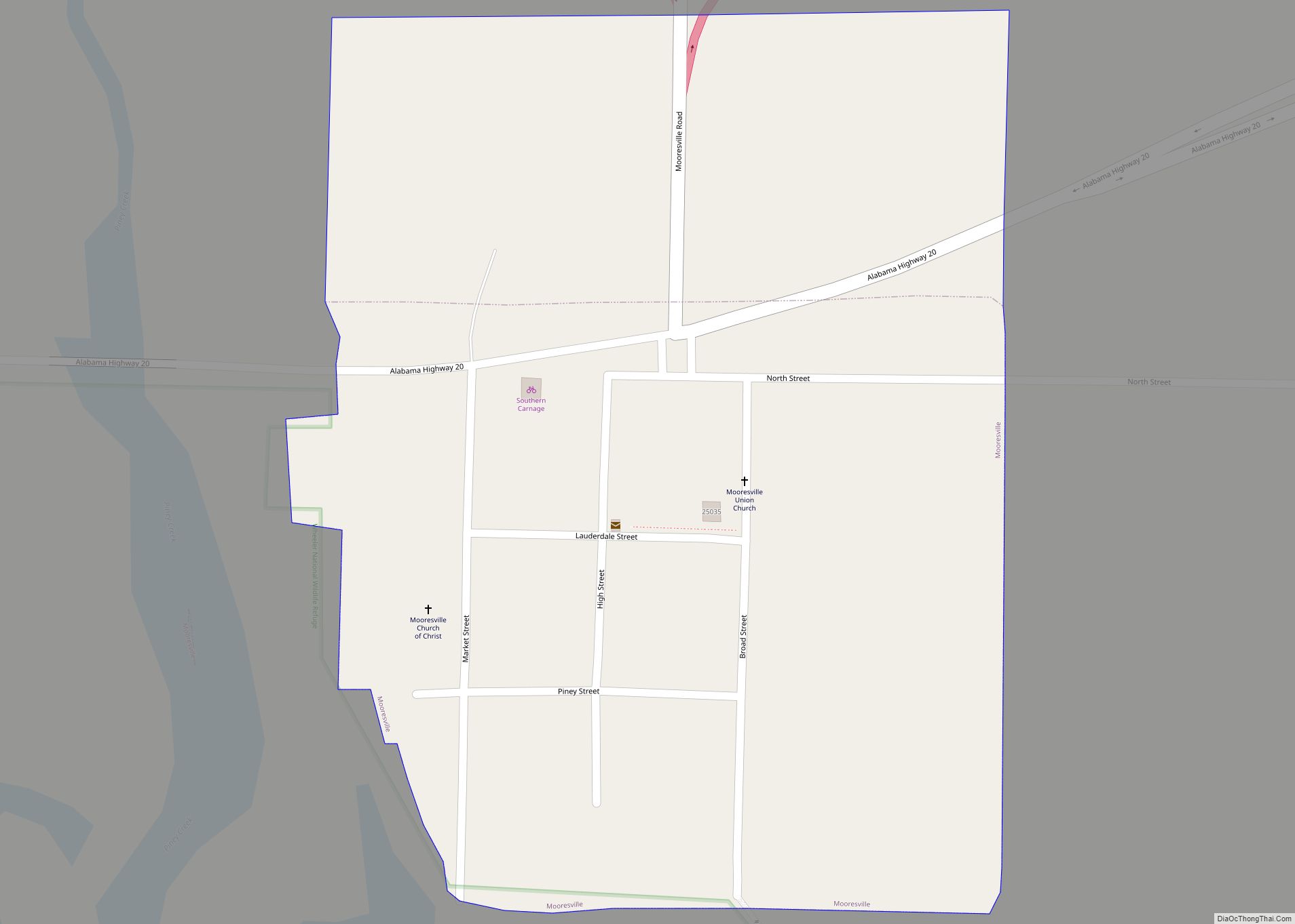 Map of Mooresville town
