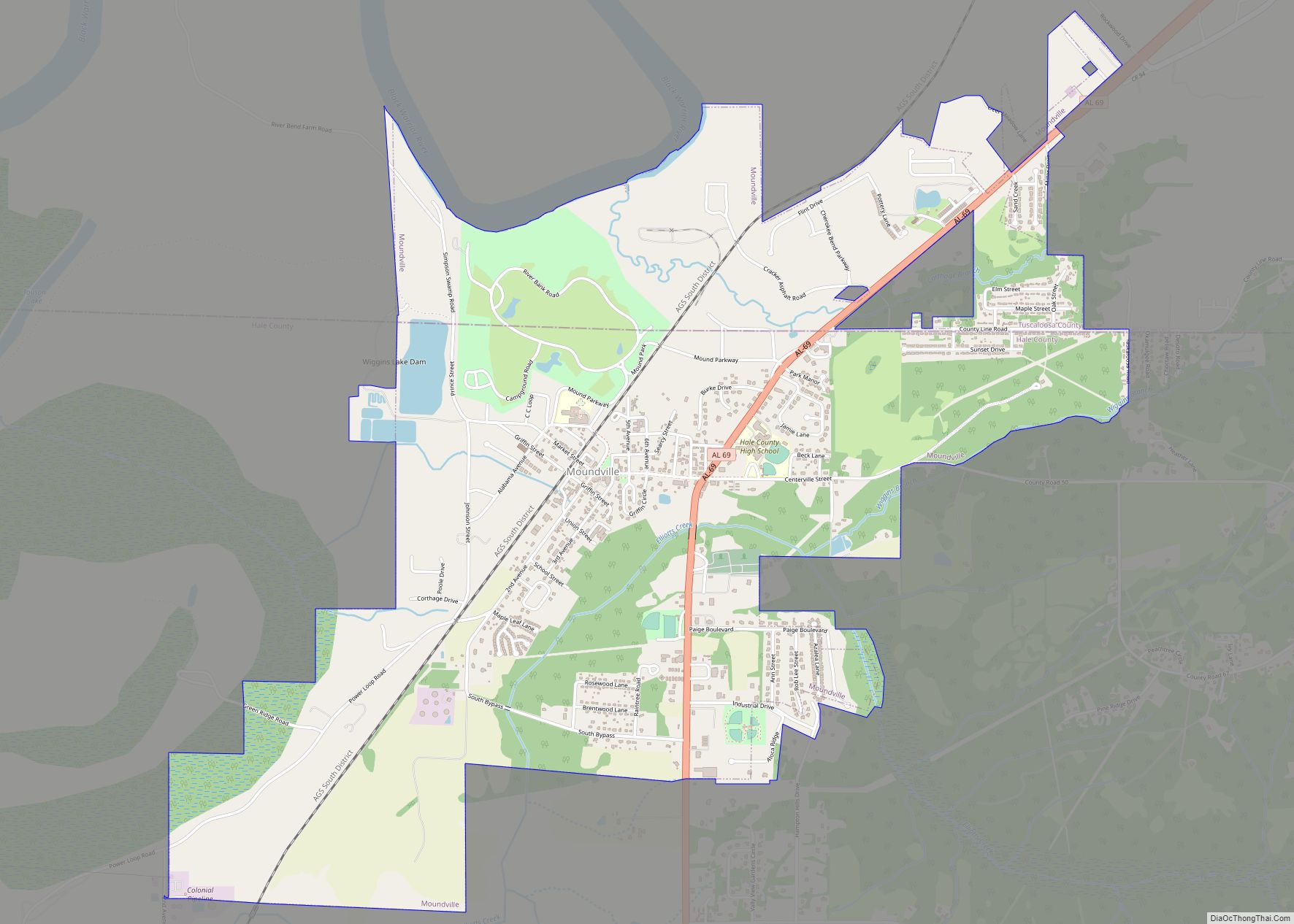 Map of Moundville town