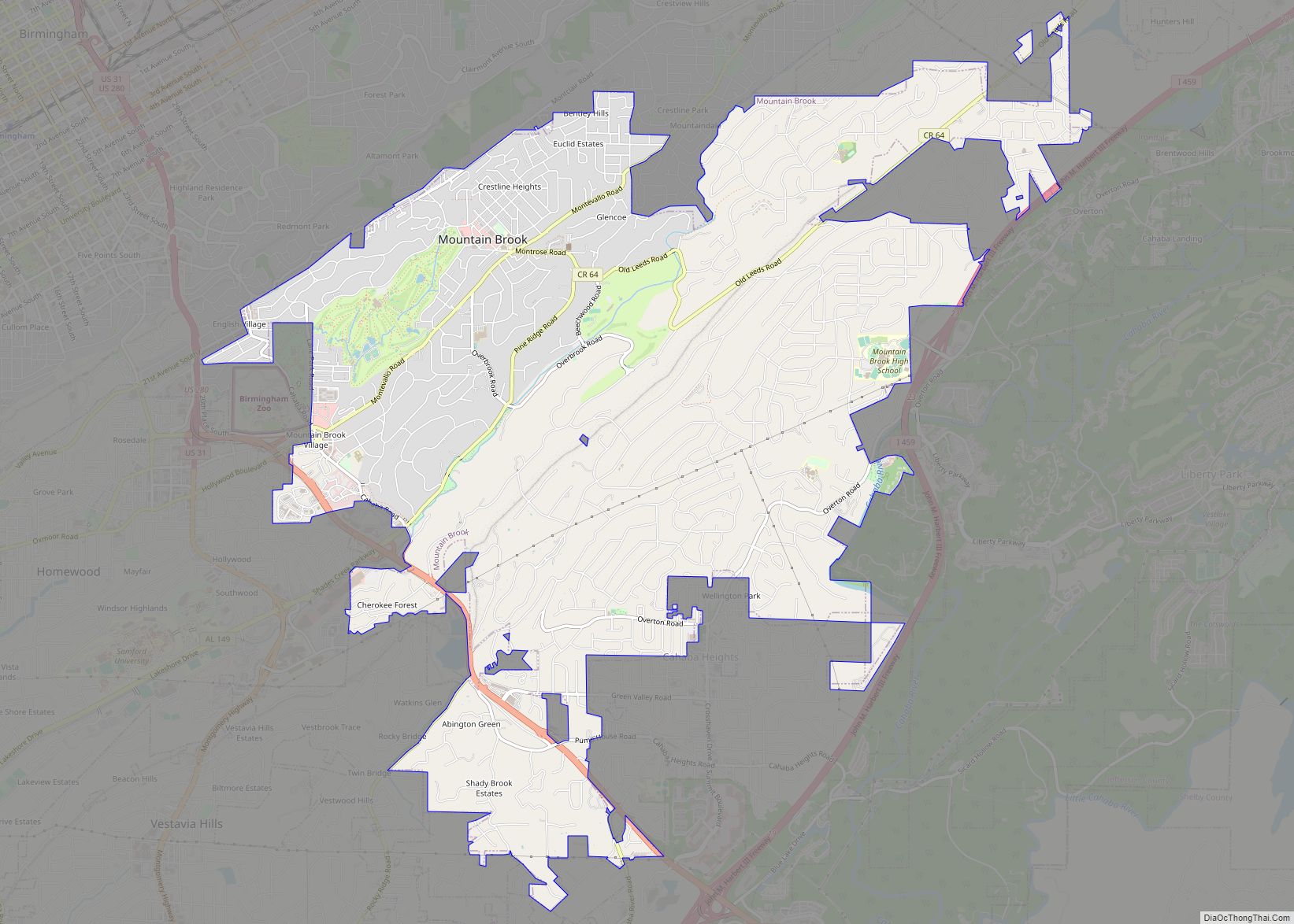 Map of Mountain Brook city