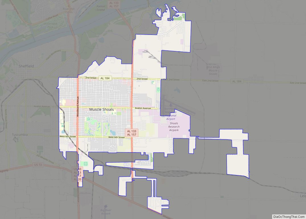 Map of Muscle Shoals city