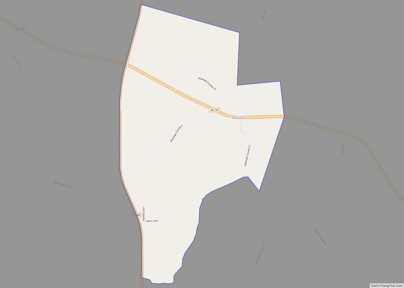 Map of Nanafalia CDP
