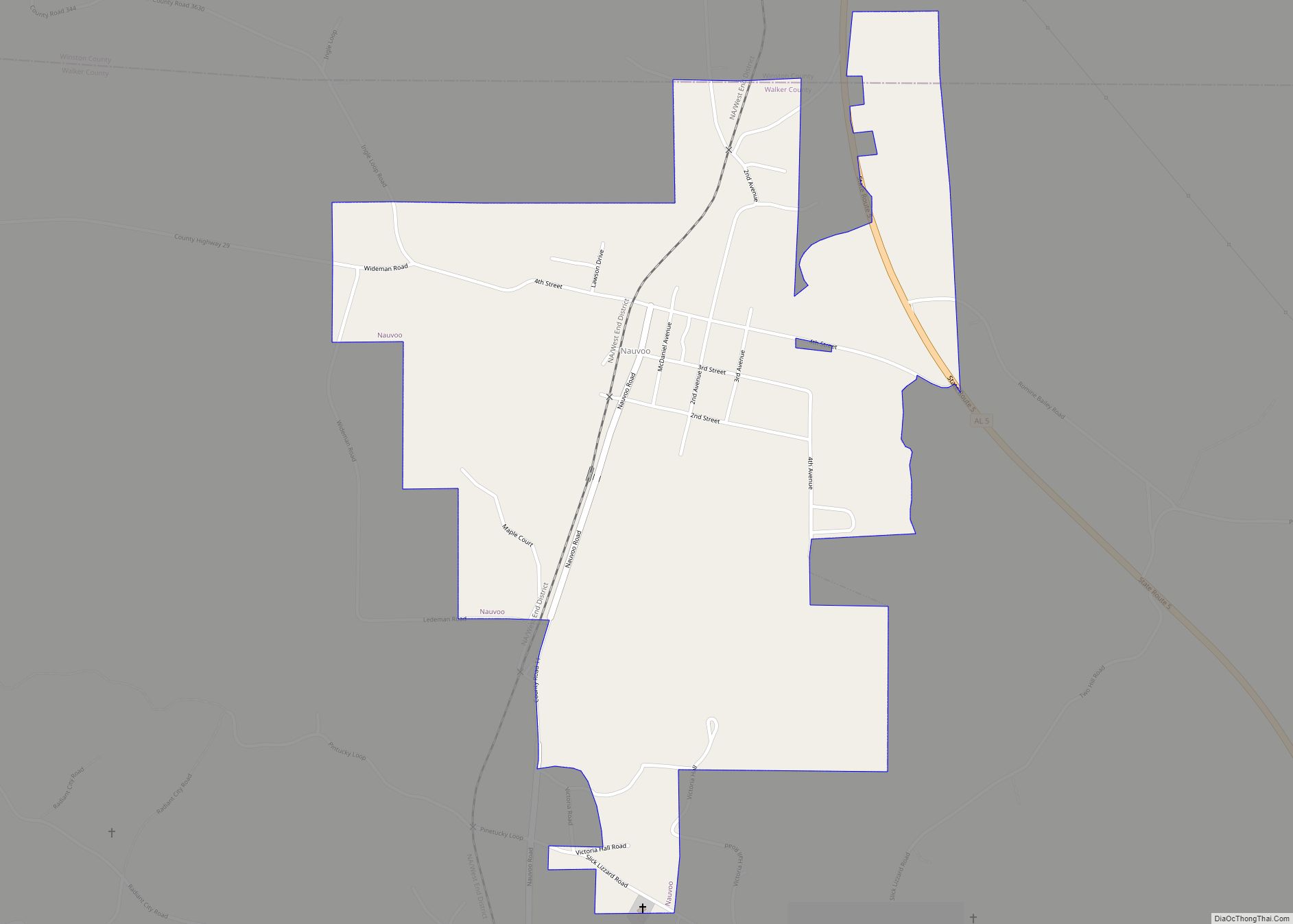 Map of Nauvoo town, Alabama