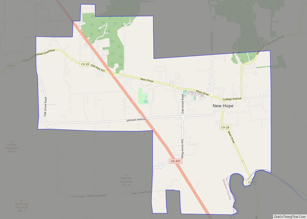 Map of New Hope city