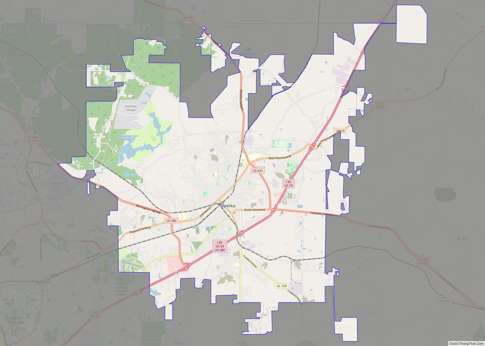 Map of Opelika city