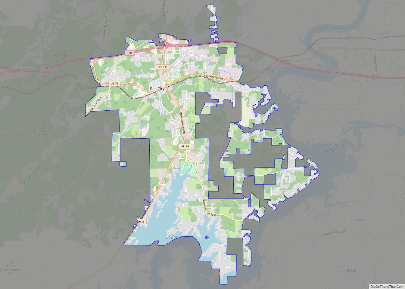 Map of Pell City city