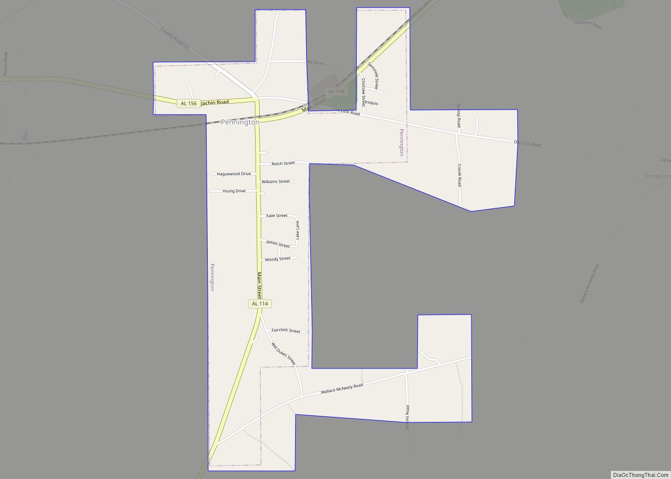 Map of Pennington town