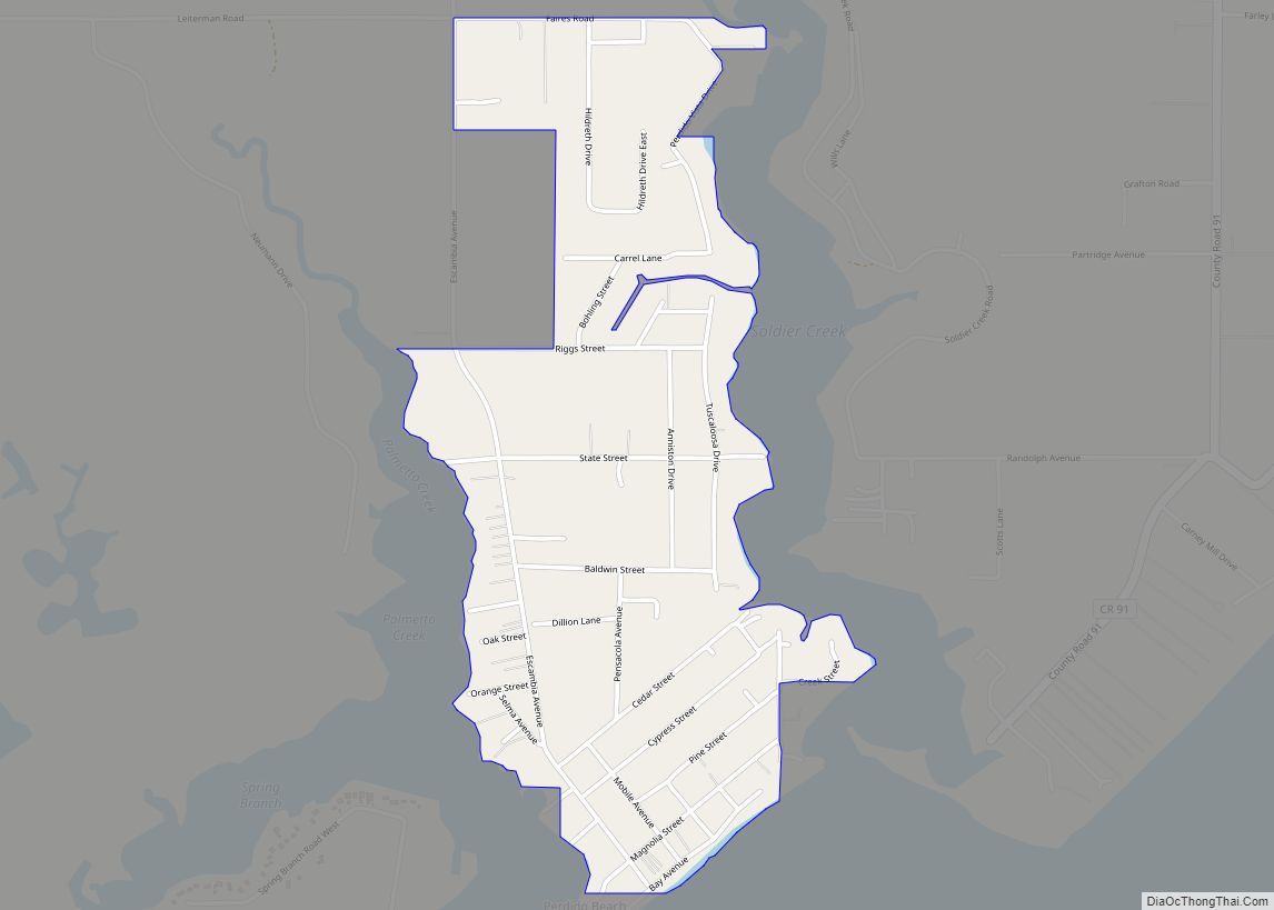 Map of Perdido Beach town