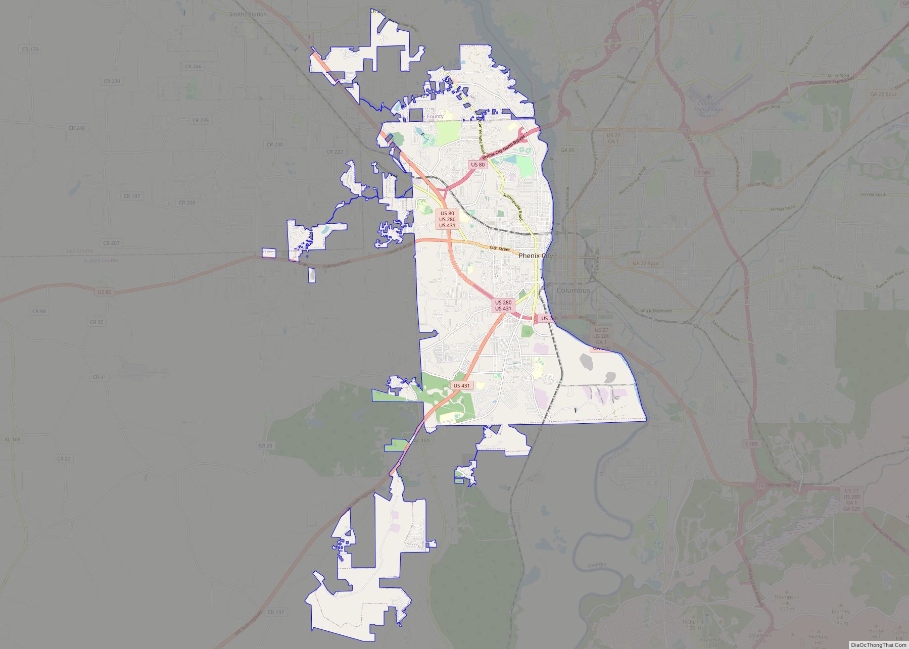 Map of Phenix City city