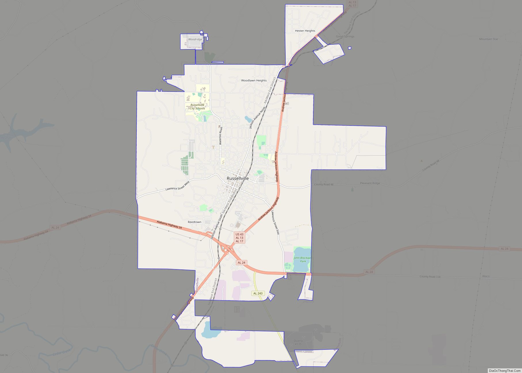 Map of Russellville city