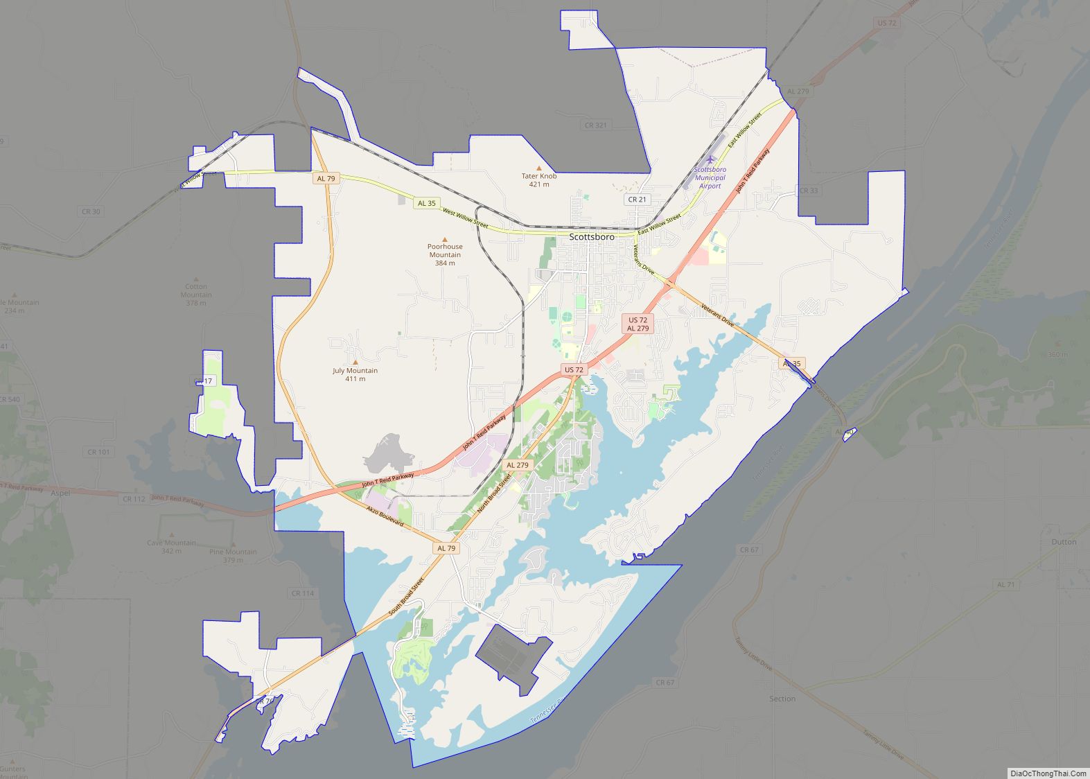 Map of Scottsboro city