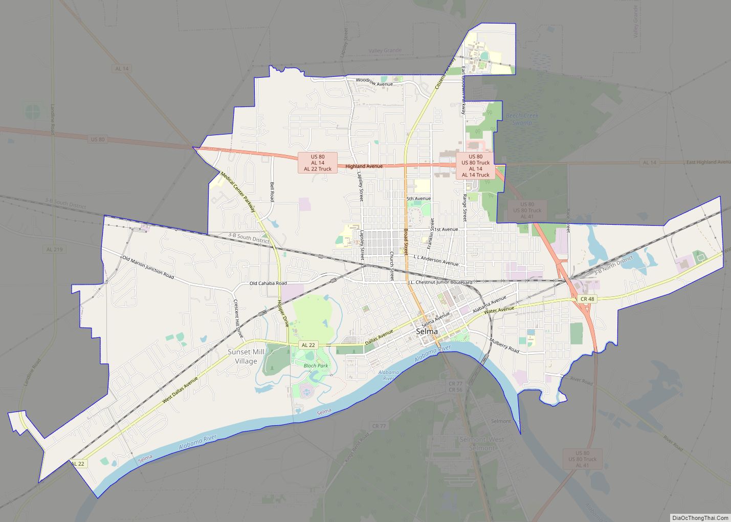 Map of Selma city