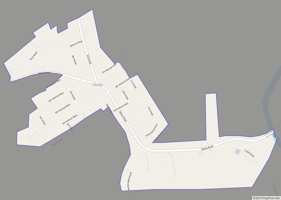 Map of Sipsey town