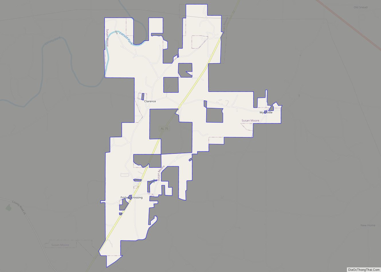 Map of Susan Moore town