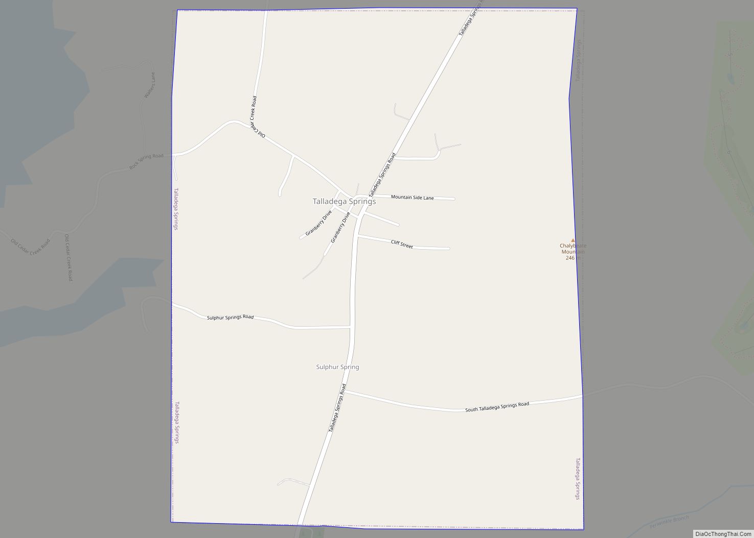 Map of Talladega Springs town