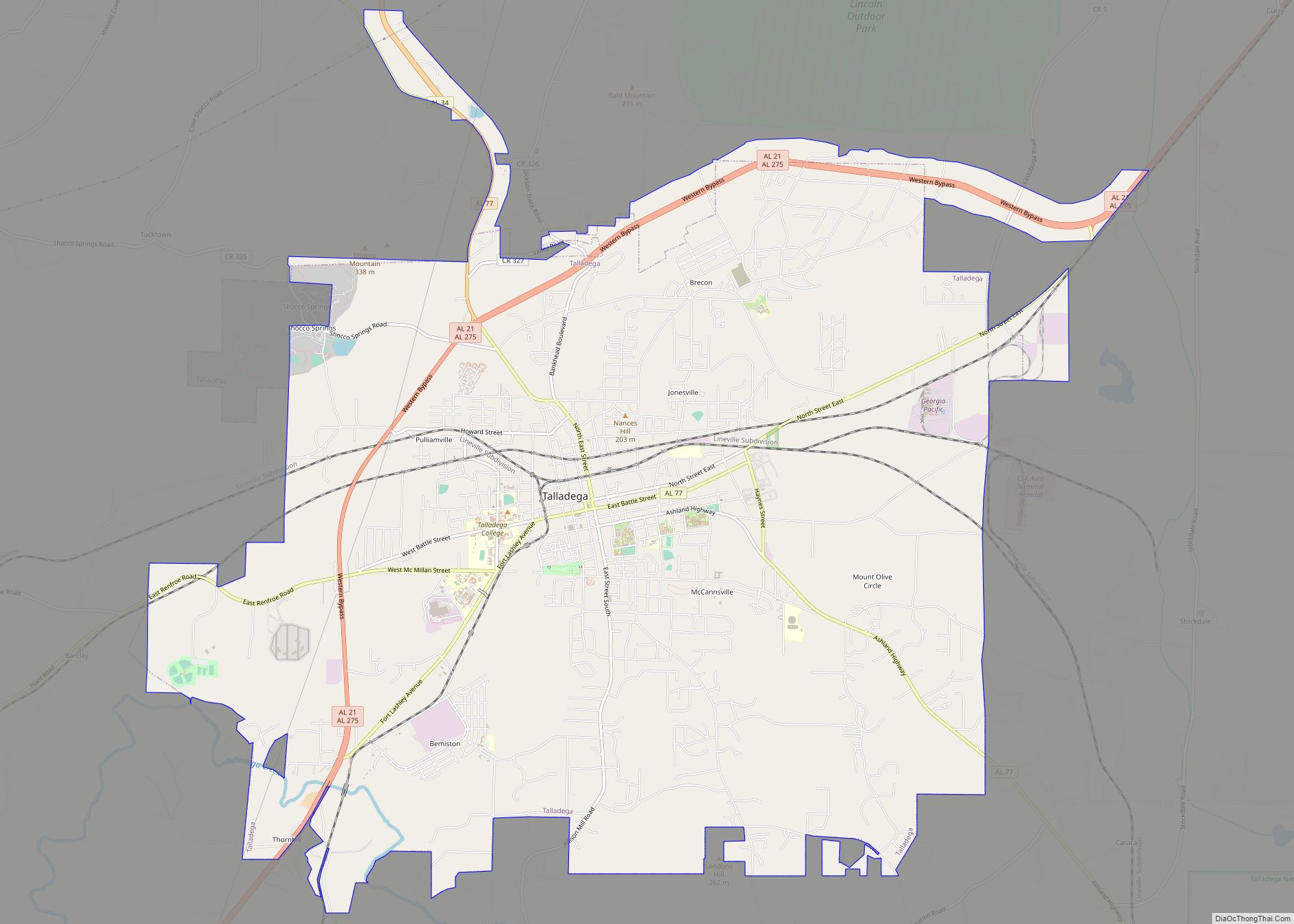 Map of Talladega city