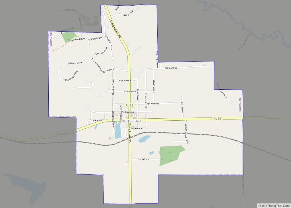 Map of Thomaston town