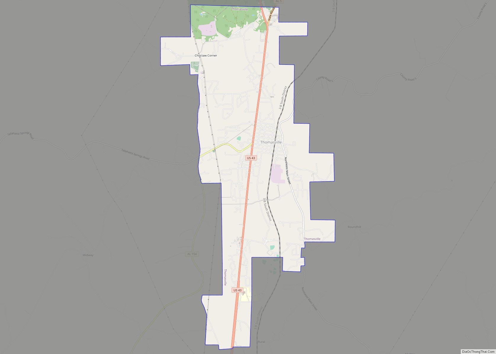Map of Thomasville city