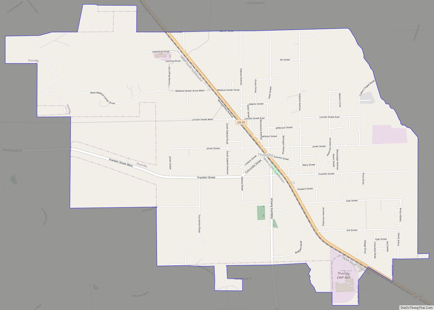 Map of Thorsby town