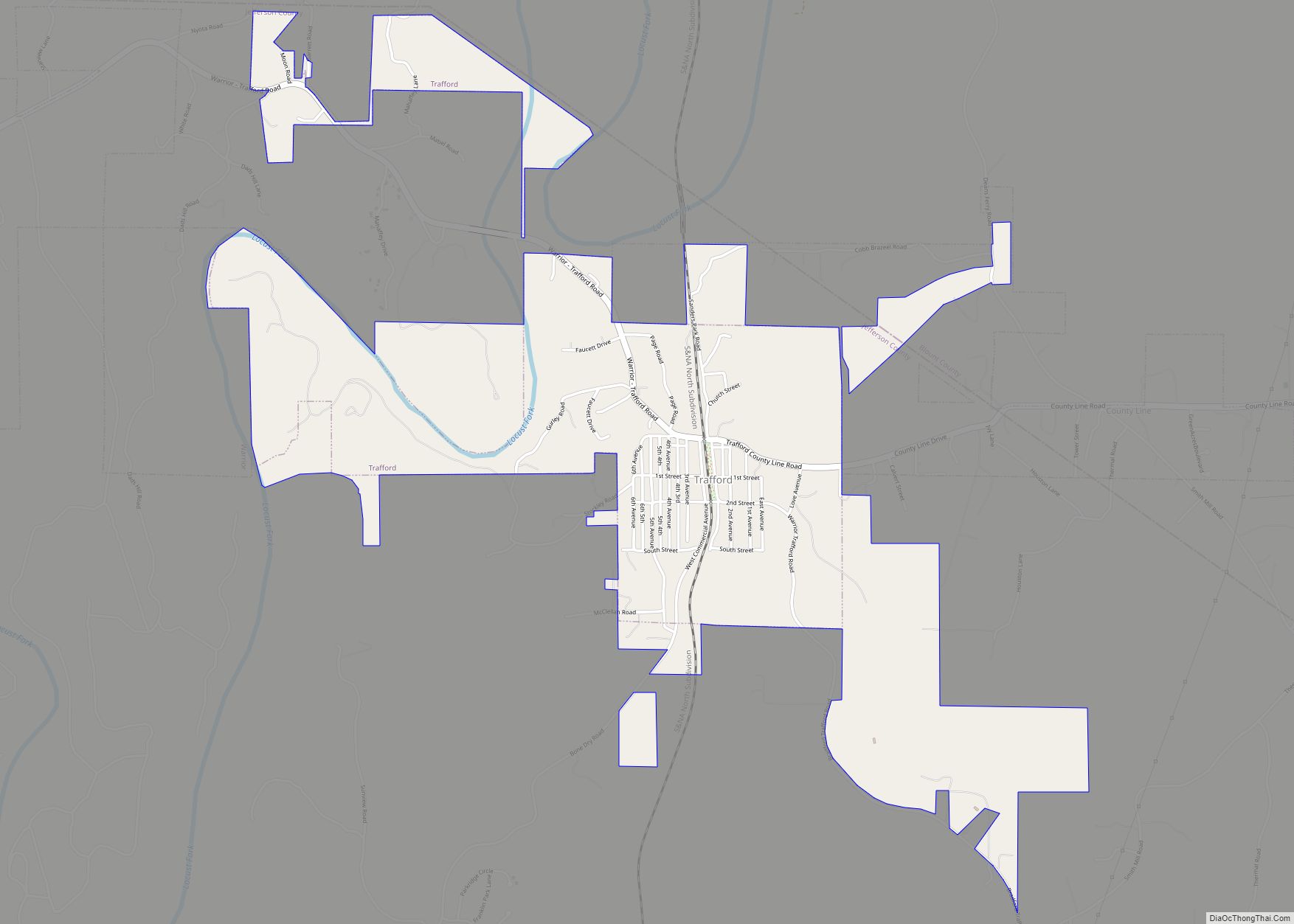 Map of Trafford town