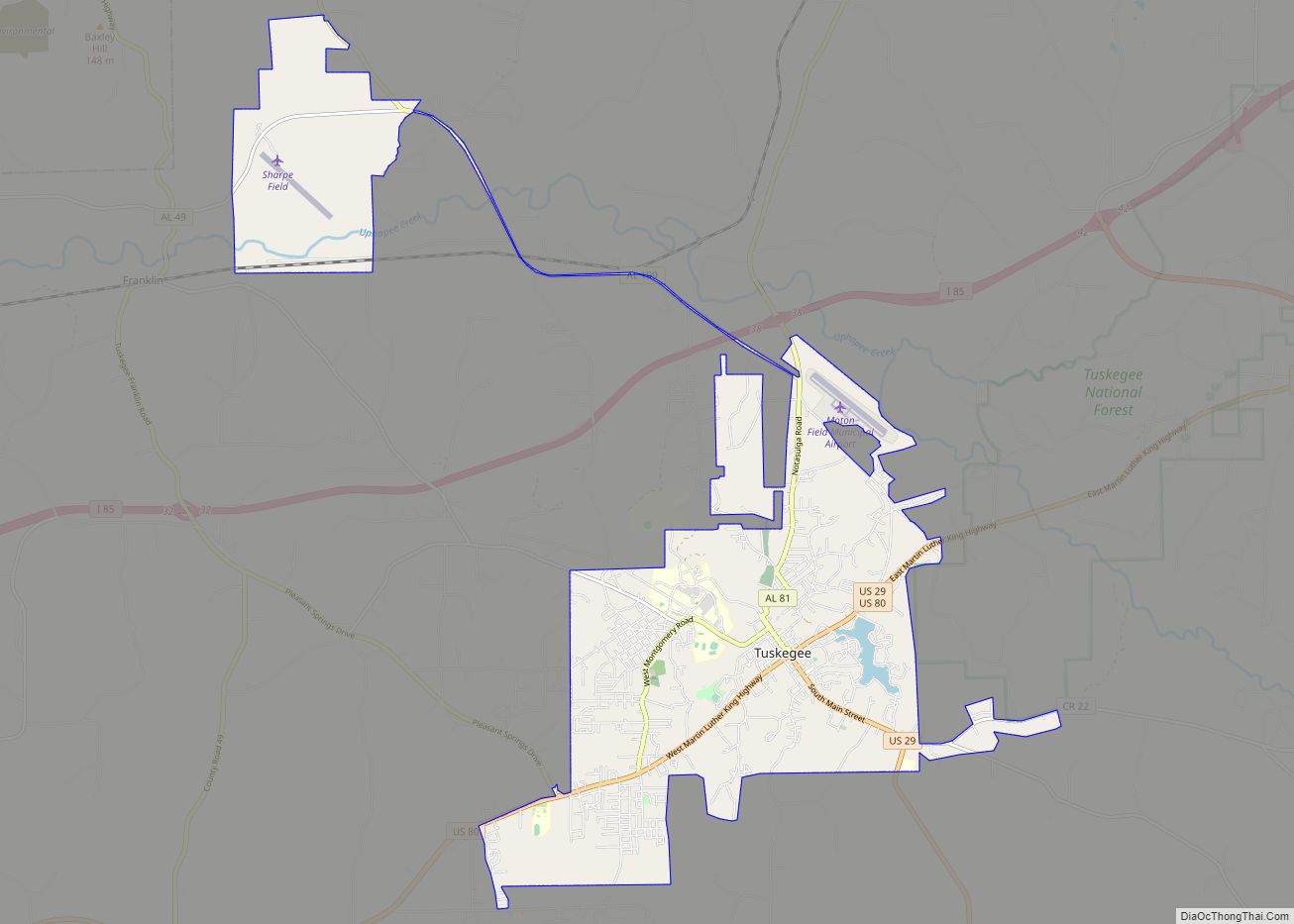 Map of Tuskegee city